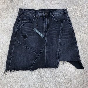 Edgy black ice denim skirt